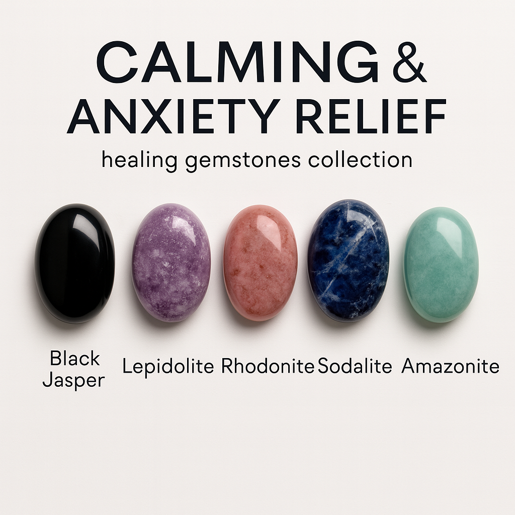 "Calming / Stress & Anxiety" Healing Gemstone Collection Bag