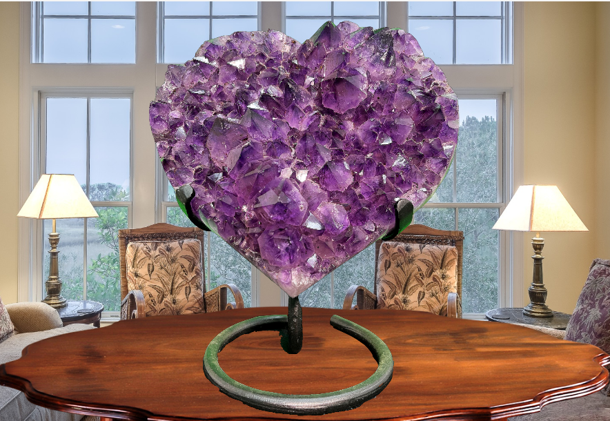 “WITH ALL MY HEART” High Quality Amethyst Geode Hearts