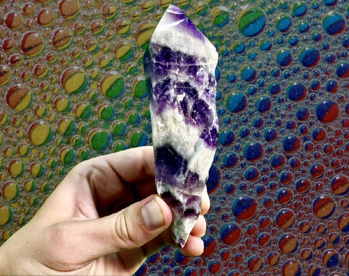 "UNICORN HORN" High Quality Chevron Amethyst Crystal Point