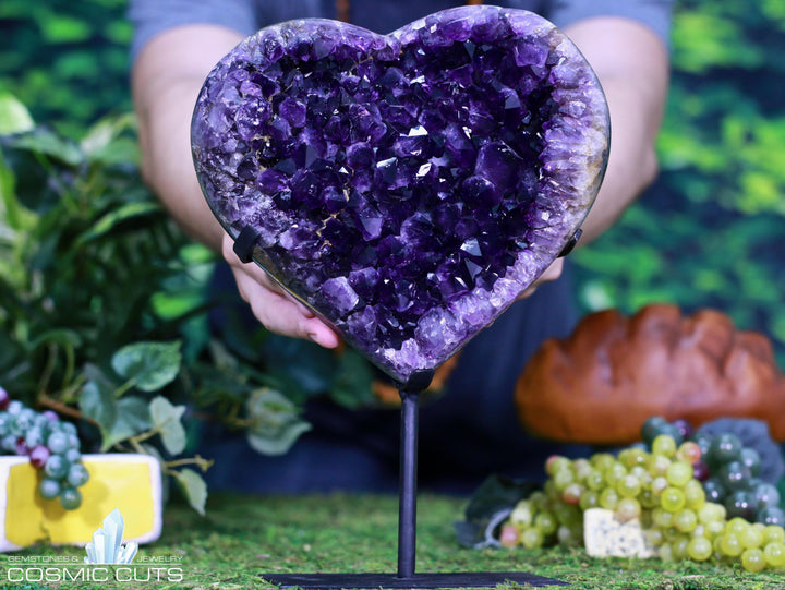 “WITH ALL MY HEART” High Quality Amethyst Geode Hearts