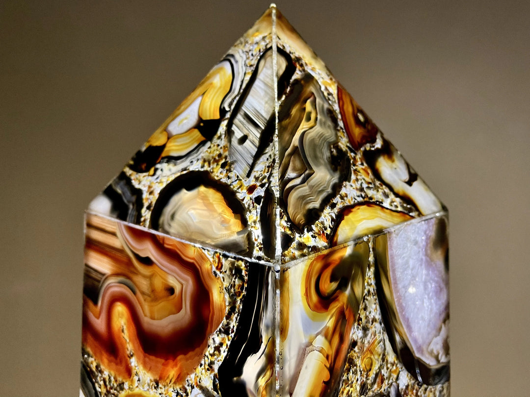 Luminous Agate Obelisk Lamp