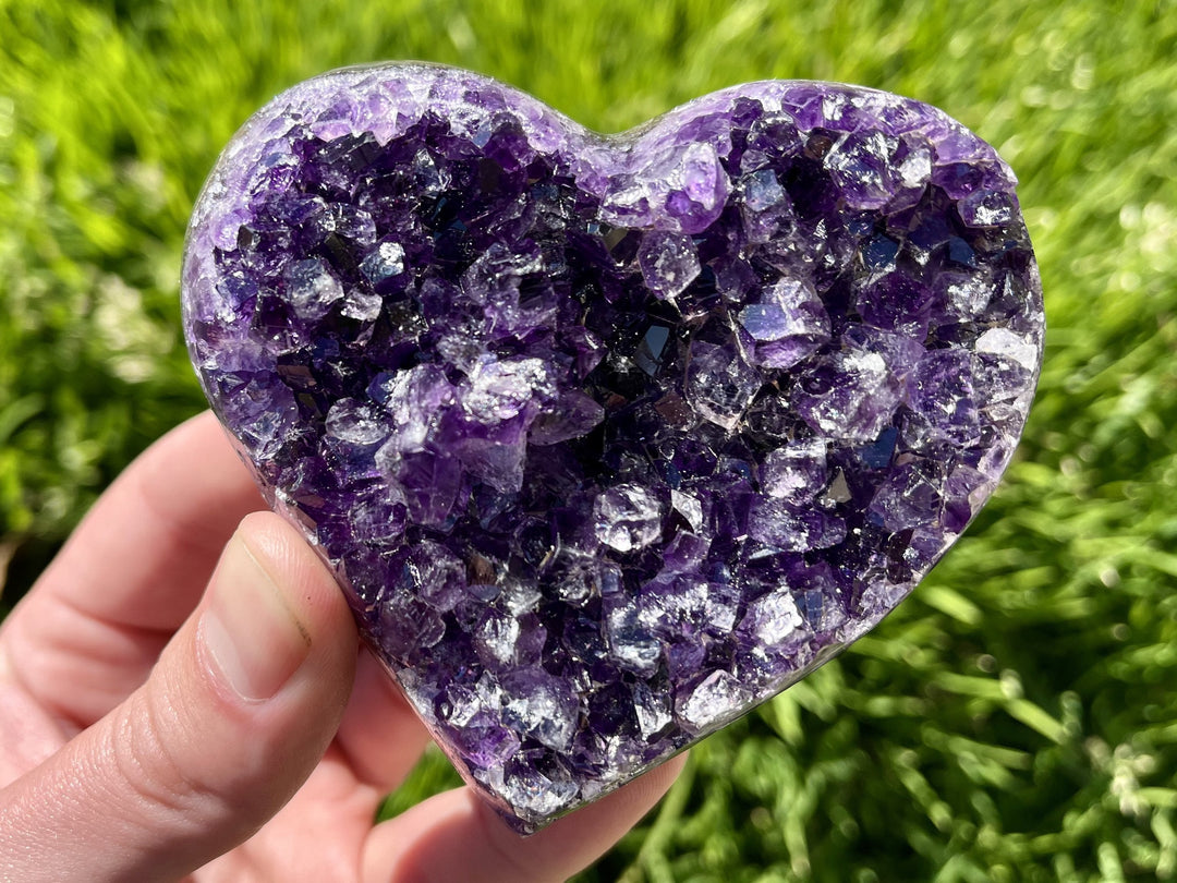 “WITH ALL MY HEART” High Quality Amethyst Geode Hearts